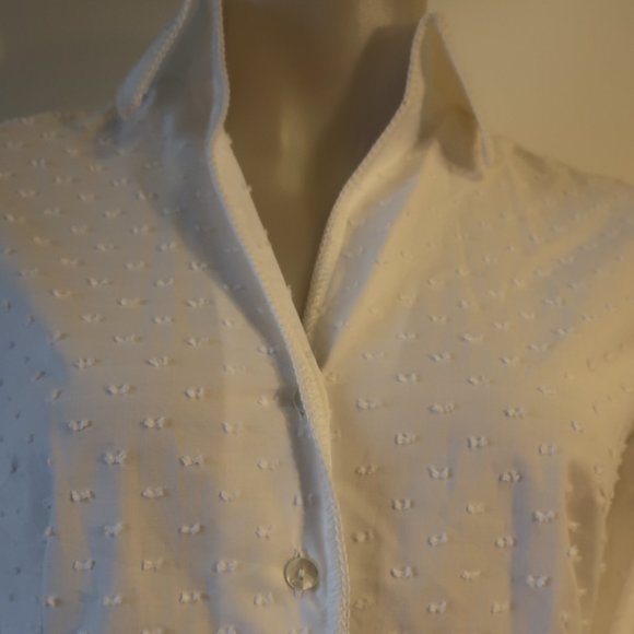 NWT Womens Shari's Place Spmar White French Knot Dot Button Shirt Top 42 US/M * - Picture 4 of 10